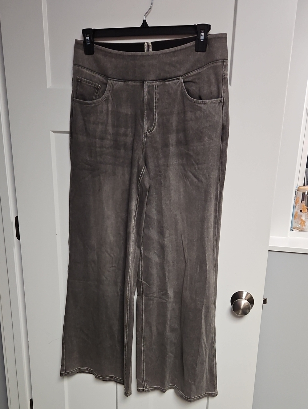 HALARA Washed Gray Wide-Leg Jeans